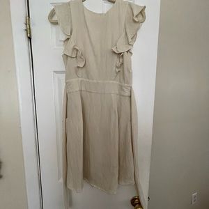 Cream button up linen dress